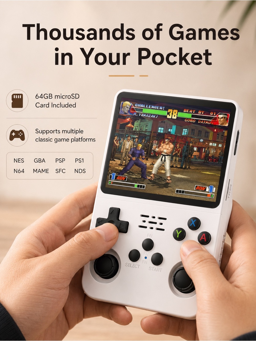 Handheld R36S Retro Gaming Console - White - Picture 11 of 12